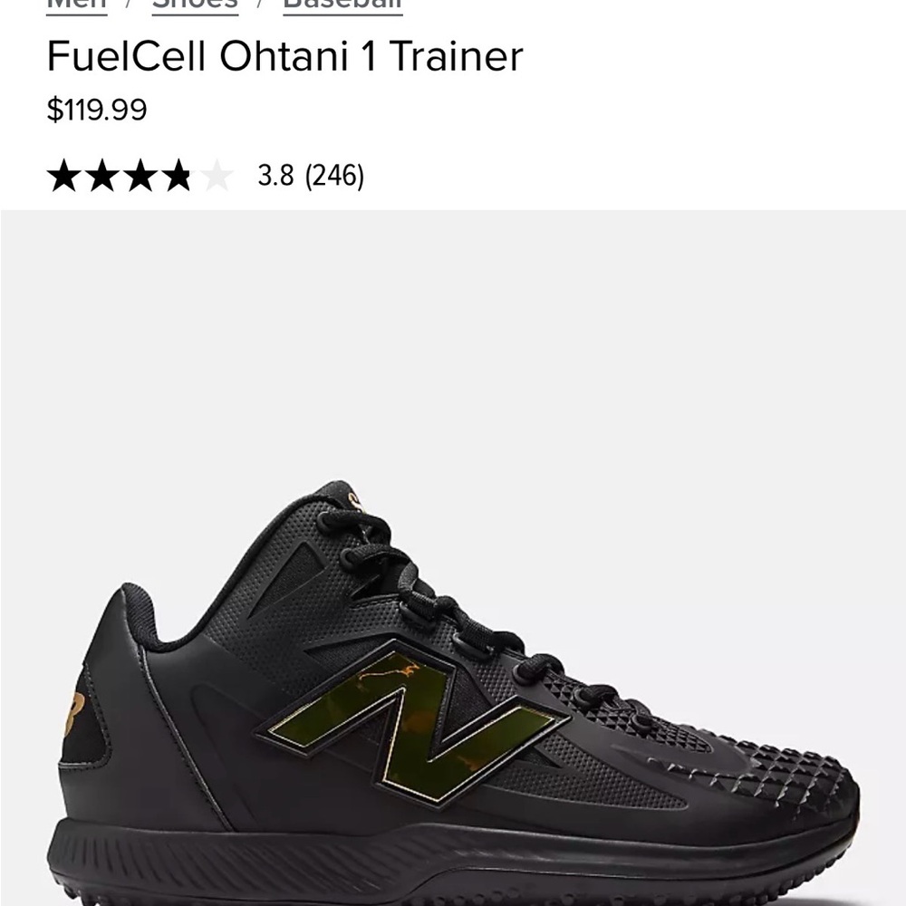 New Balance Men's Shohei Ohtani 1 - White/Gold, Black/Gold & Light Gray/Blue - Picture 3 of 4